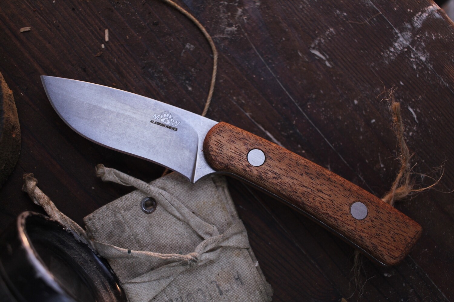M&amp;W Alaskan 12 Mile Summit 3.5” Fixed Blade Hunter / Stabilized Cedar / Stonewashed S30V