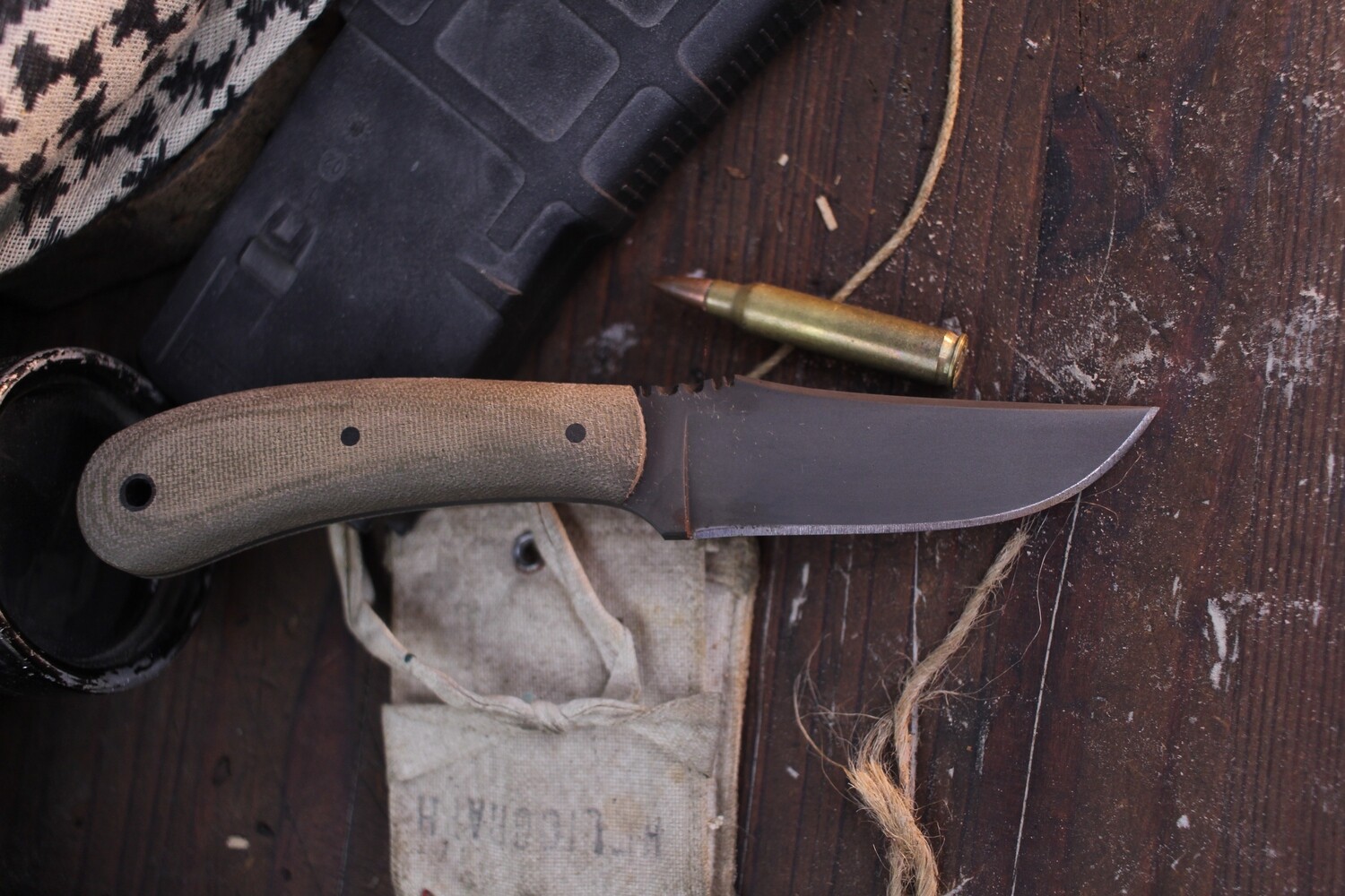 Winkler Knives Standard Duty 1 3.25" Fixed Blade / Green Micarta / Black 80CRV2 ( Pre Owned )