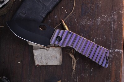 Medford Knife &amp; Tool (MKT) TFF-1 Fat Daddy 4&quot; Frame Lock Folder / Diamond Gator Belly Titanium / PVD S35VN ( Pre Owned )