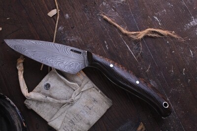 Mark Couch 3.5&quot; Leaf Point Skinner / Wenge  / Alaskan Forged 1095 &amp; 15N20 Damascus