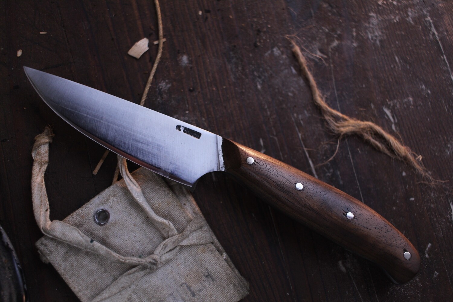 Mark Couch 3.75&quot; Utility Knife / Walnut  / Alaskan Forged 52100