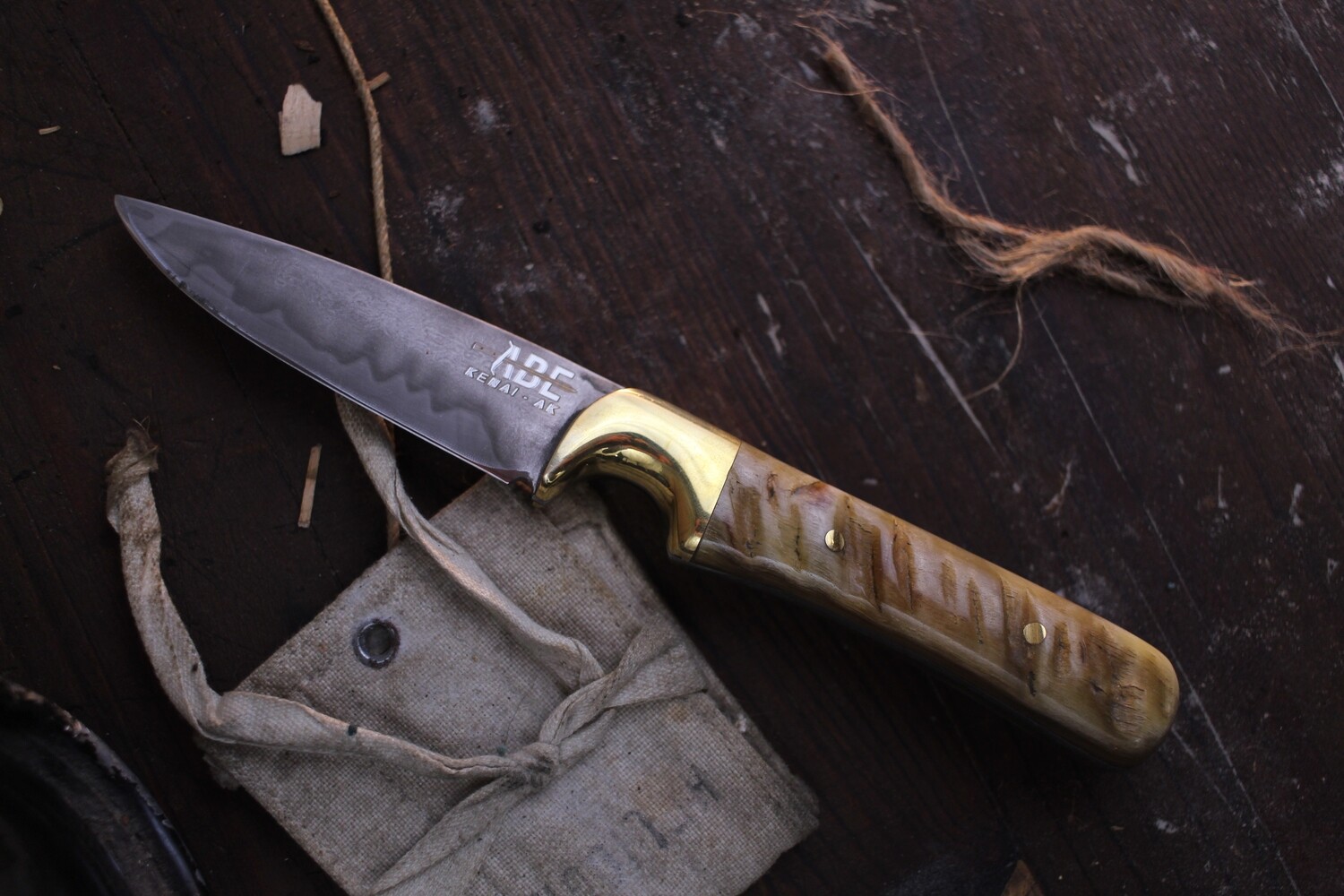 ABE Knives 3” Drop Point Hunter / Moose Bone &amp; Brass  / San Mai 1095 &amp; Mild Steel