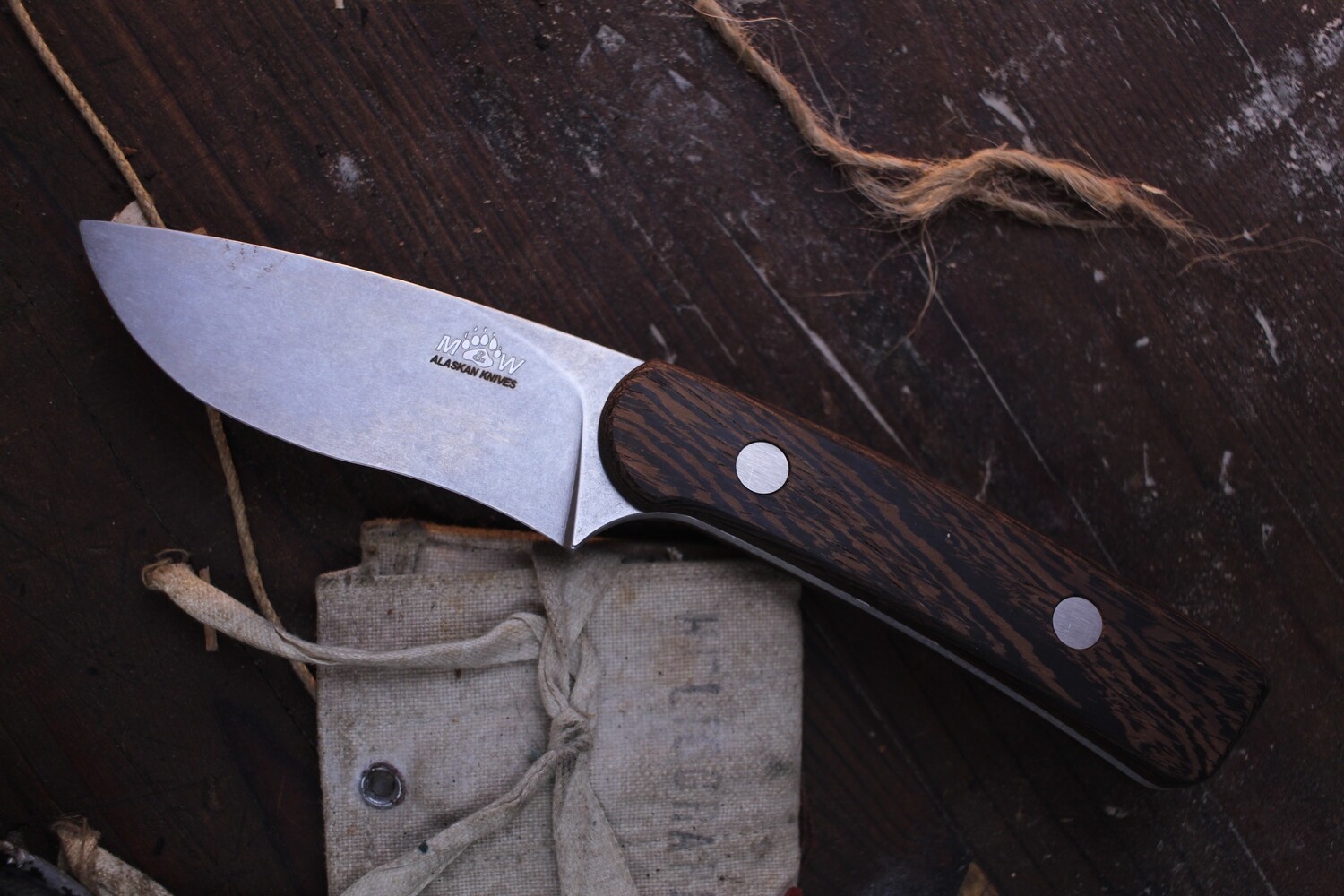 M&amp;W Alaskan 12 Mile Summit 3.5” Fixed Blade Hunter / Stabilized Wenge / Stonewashed S30V