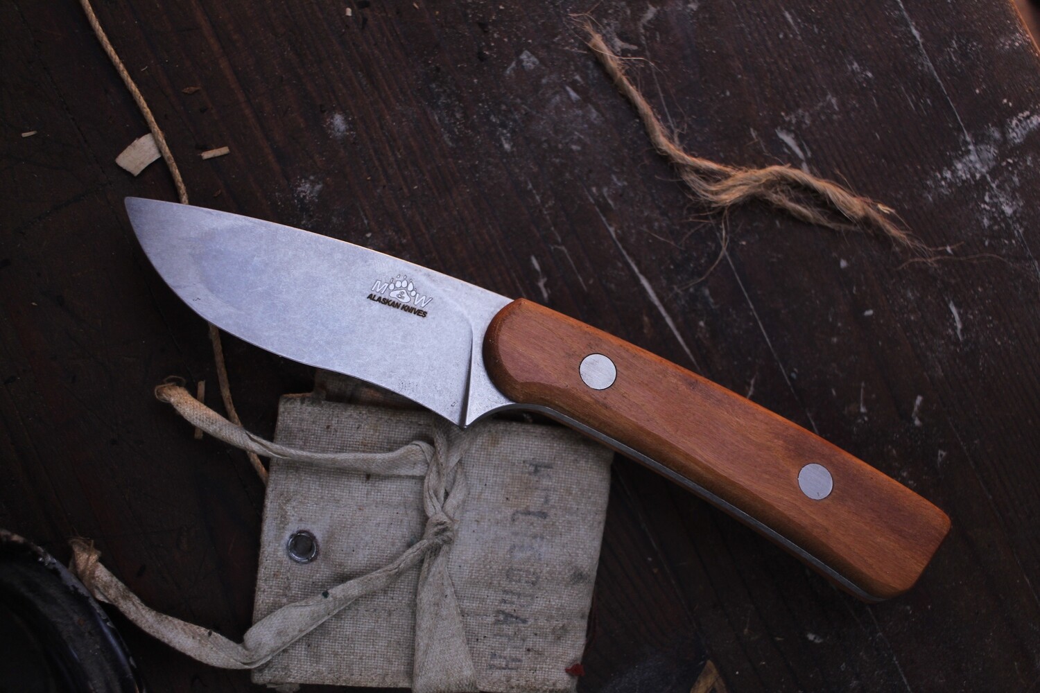 M&amp;W Alaskan 12 Mile Summit 3.5” Fixed Blade Hunter / Stabilized Canary Wood / Stonewashed S30V