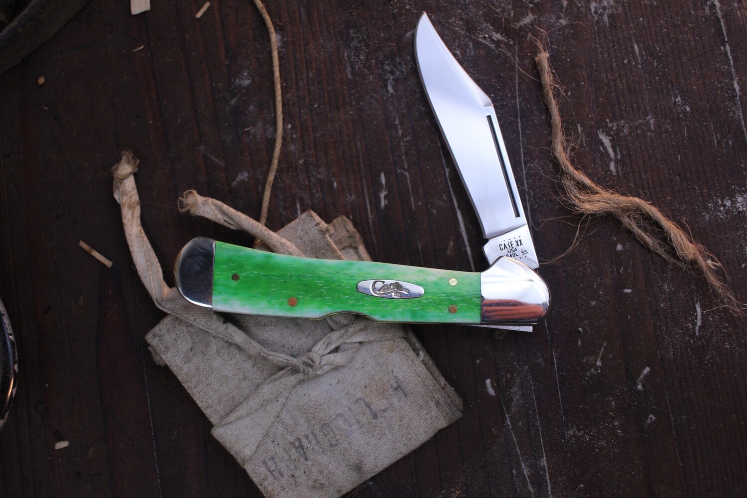 Case CopperLock  4.25&quot; Lockback Folder / Smooth Brilliant Green Bone / Polished Clip Point Tru-Sharp  ( Discontinued )