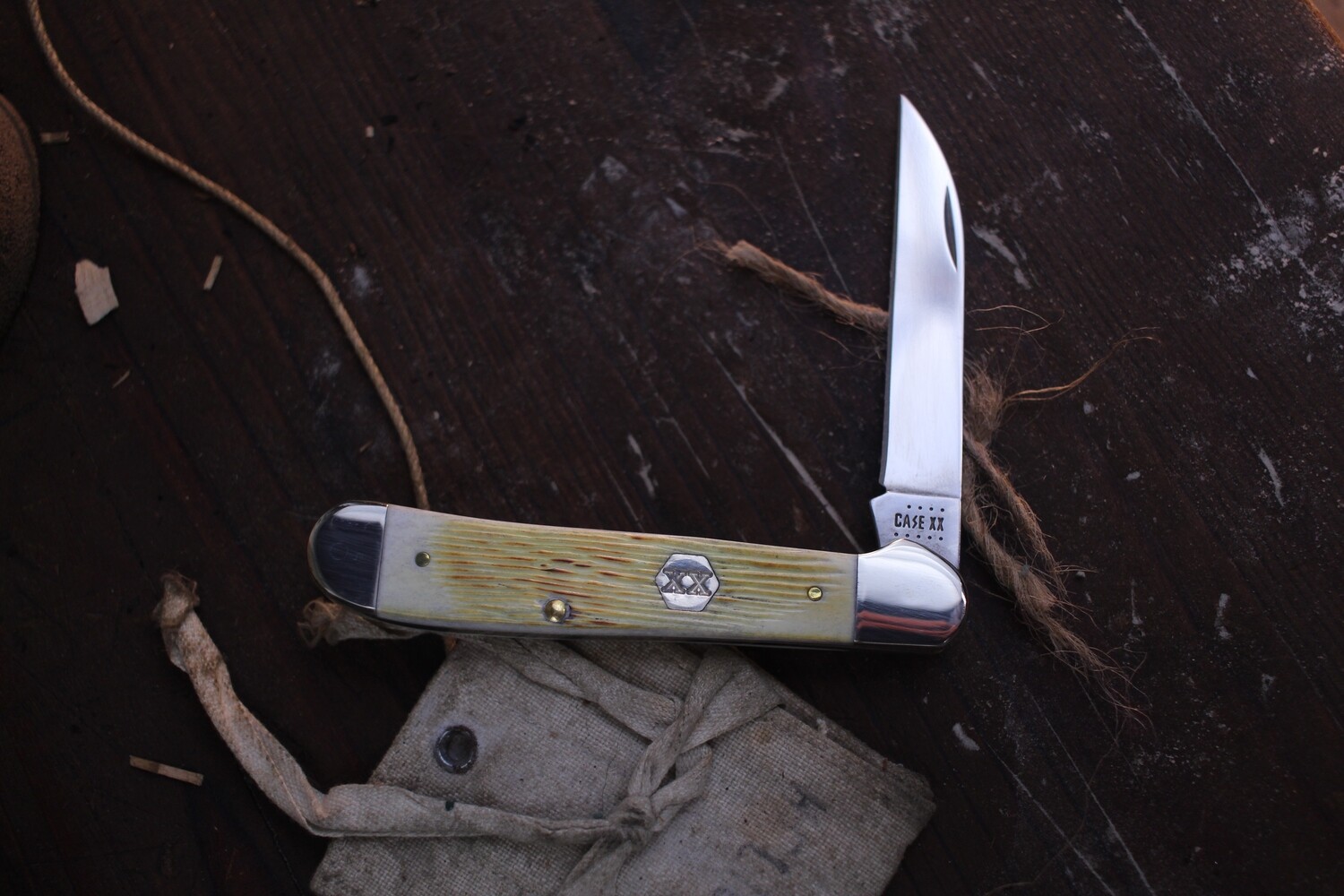 Case Copperhead 3.875&quot; Slipjoint Folder / Burnt Cream Bone / Polished Tru-Sharp Stainless ( Discontinued )