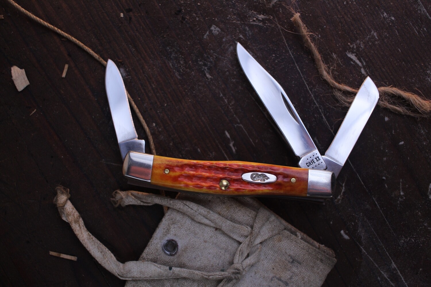 Case Medium Stockman 3.25&quot; Closed Slipjoint / Harvest Orange  Worn Jigged Cob / Polished Tru-Sharp Stainless ( Discontinued )