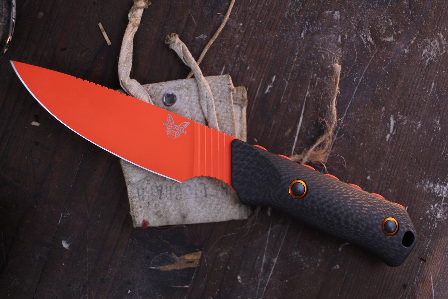 Benchmade Raghorn 4&quot; Fixed Blade Hunter / Carbon Fiber / Orange CPM Cru-Wear