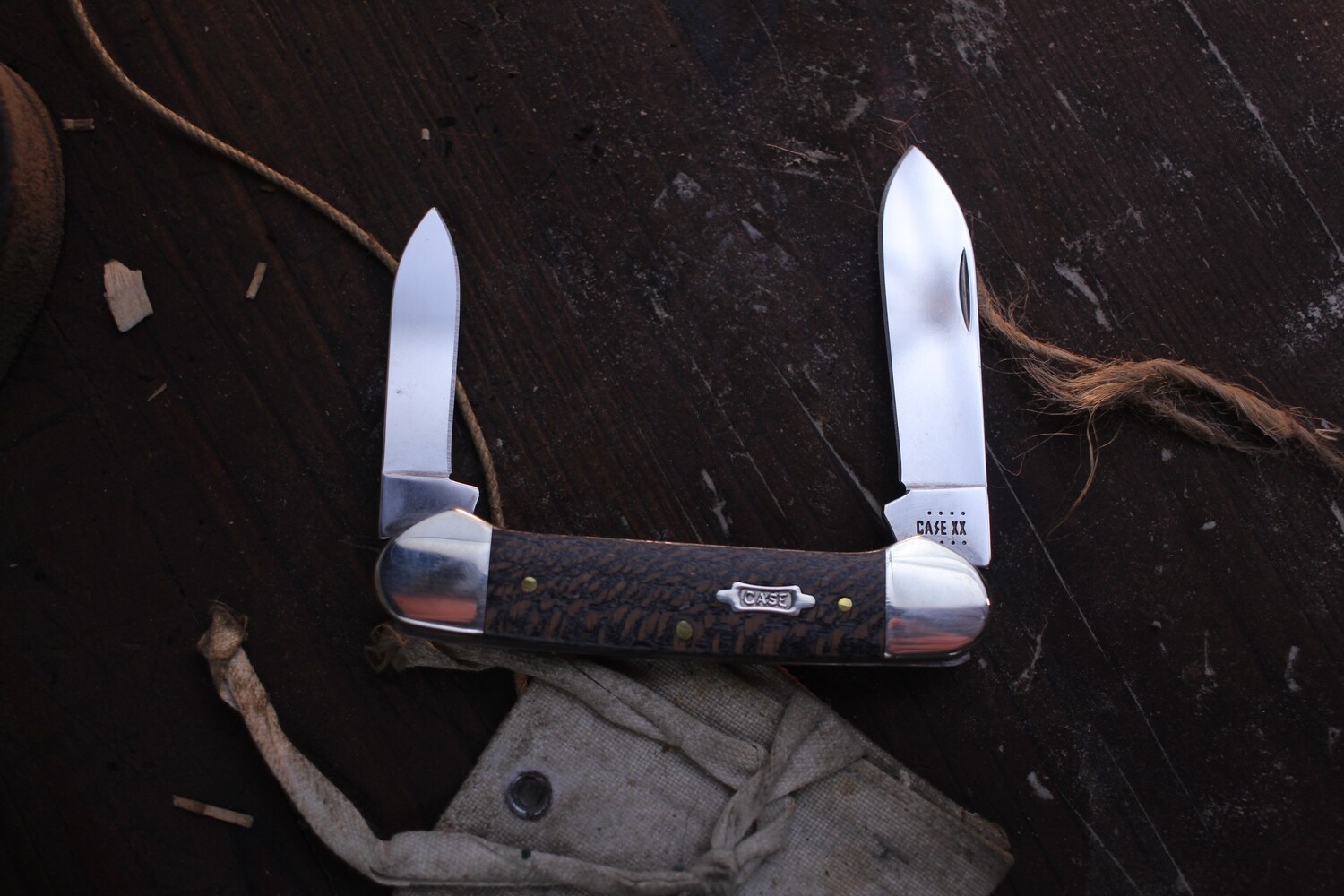 Case Canoe 3.63&quot; Closed Slipjoint Folder / Smooth Black Sycamore / Polished Tru-Sharp Stainless ( Discontinued )