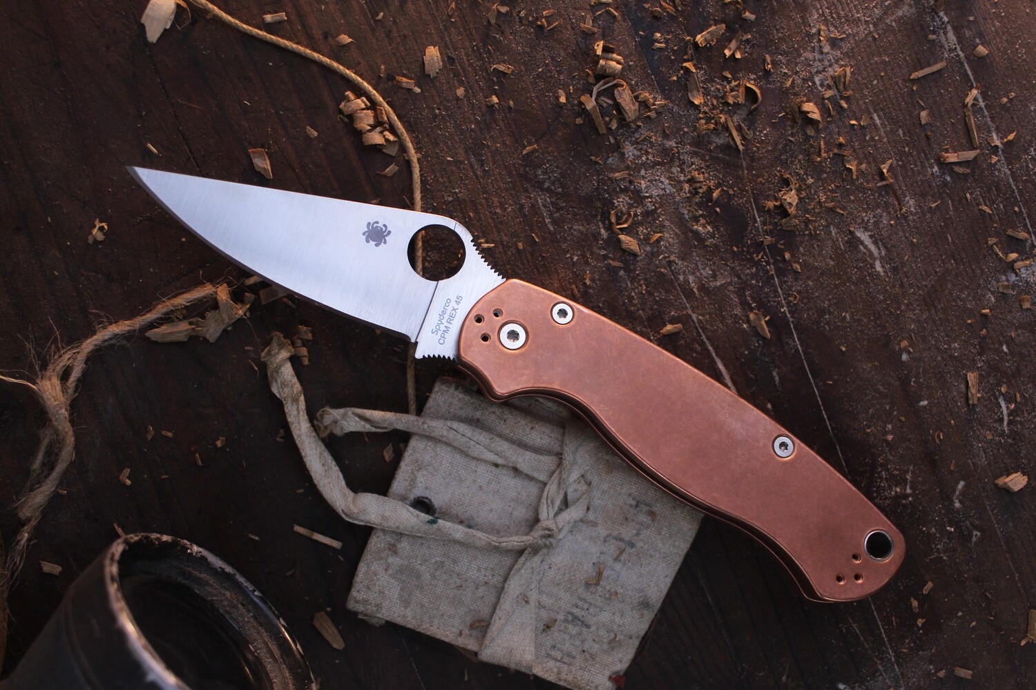 Spyderco Paramilitary 2 3.44&quot; Knife / Copper / Satin REX-45 ( Pre Owned )