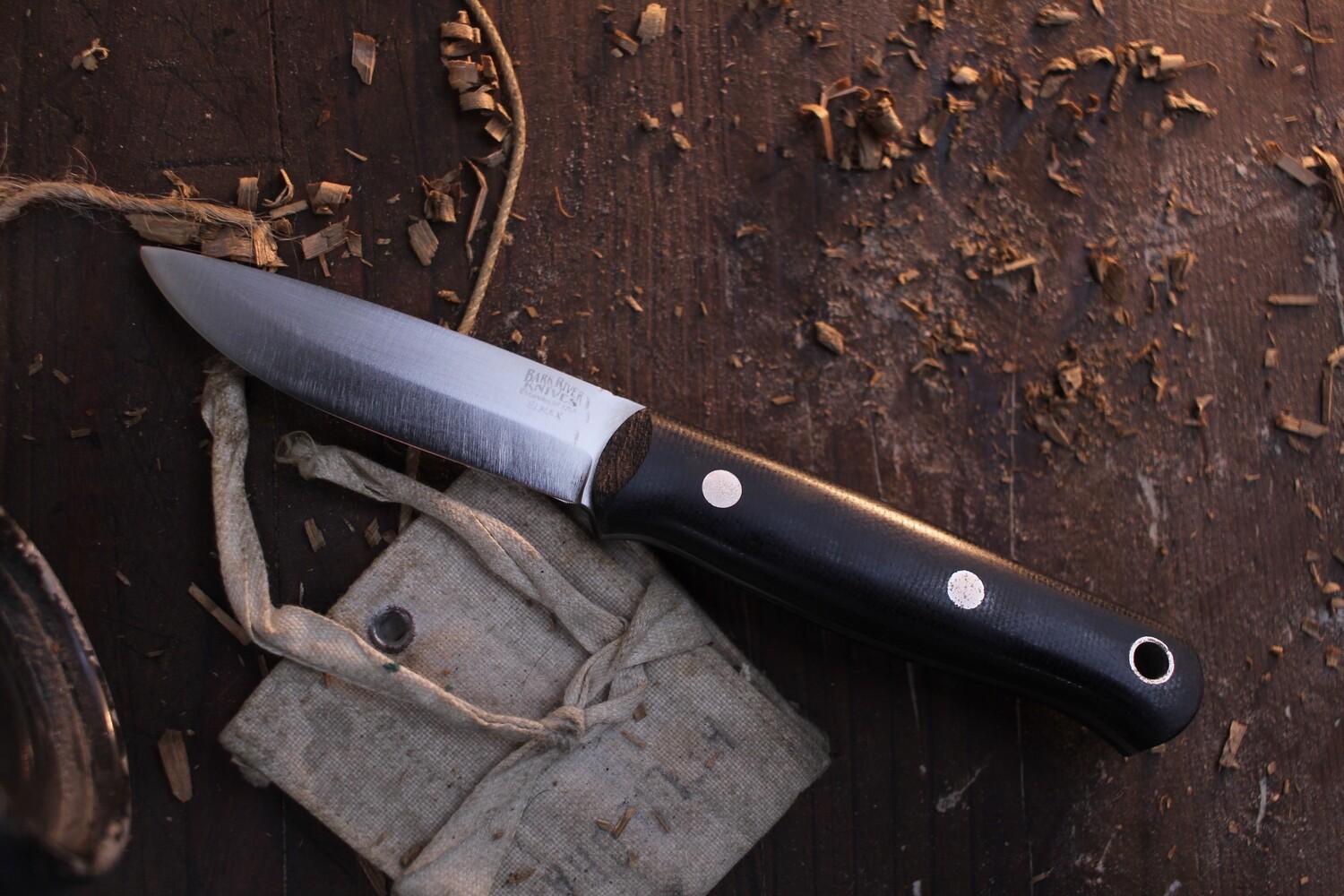 Bark River Ultralight Bushcrafter 3.25&quot; Fixed Blade Knife / Black Micarta / Elmax ( Pre Owned )