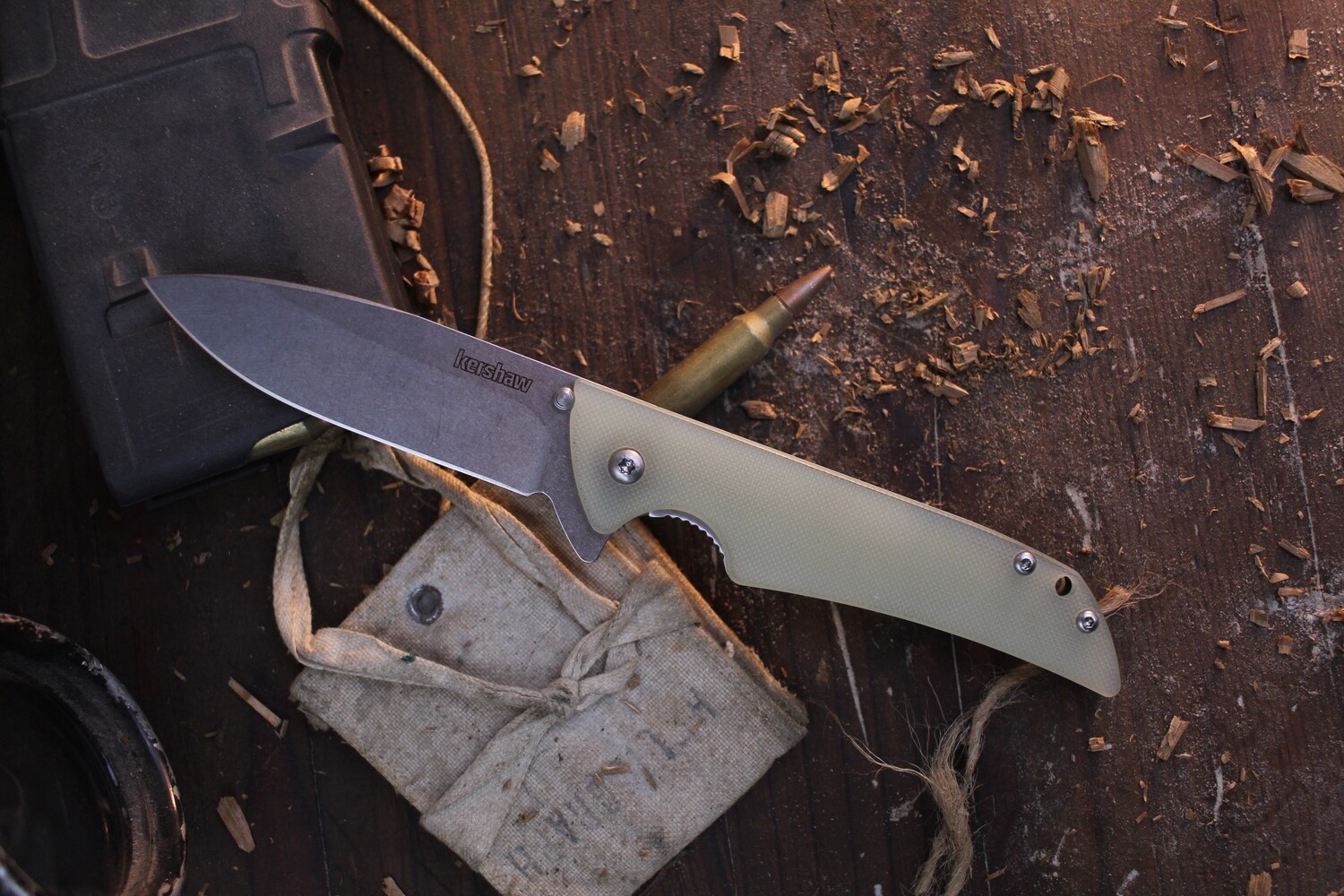 Kershaw Skyline 3.125&quot; Liner Lock Flipper / Jade G-10 / Stonewash 20CV ( Pre Owned )