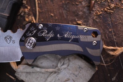 Medford Knife &amp; Tool (MKT) Panzer 2.5" Framelock Folder / American Flag Titanium / Satin S35VN ( Pre Owned )