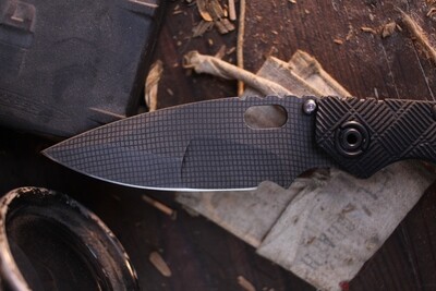 Strider Custom MSC SNG 3.5" Framelock Folder / Cross Hatch G-10 &amp; Flamed Ti / Frag Pattern Nightmare Ground 20CV  ( Pre Owned )