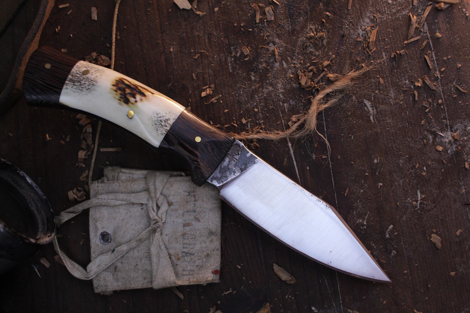 Barrett Knives Mini Strider 4” Clip Point / Moose Antler &amp; Wenge Bolster / Alaskan Forged 1095