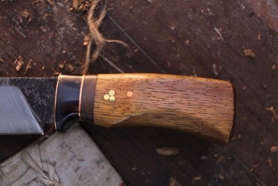 Barrett Knives Mini Strider 4” Clip Point / Canary Wood With Walnut &amp; Resin Bolster / Alaskan Forged 1095