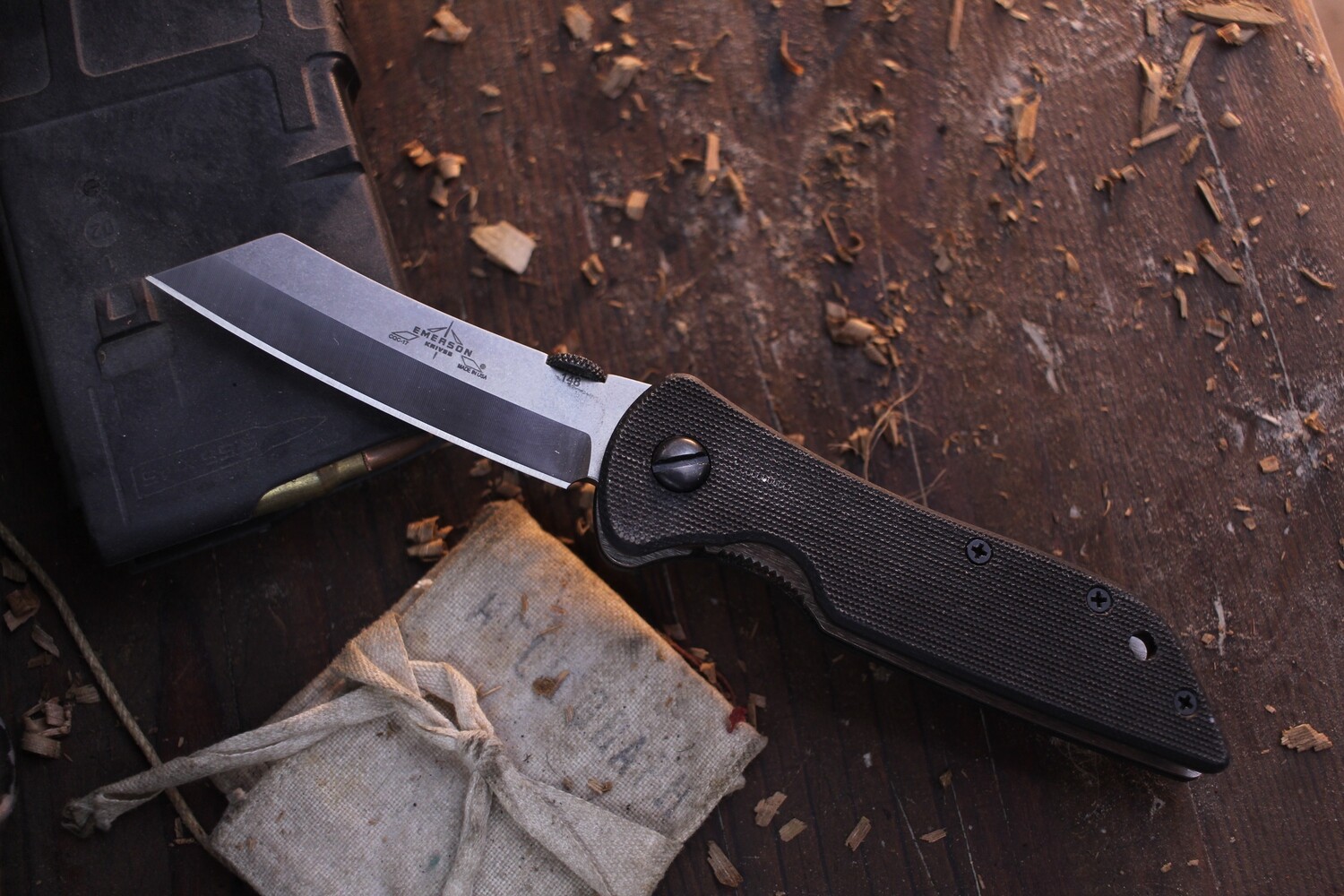 Emerson CQC-17 SF 3.125&quot; Fondling Knife / Black G10 / Satin 154 ( Pre Owned )