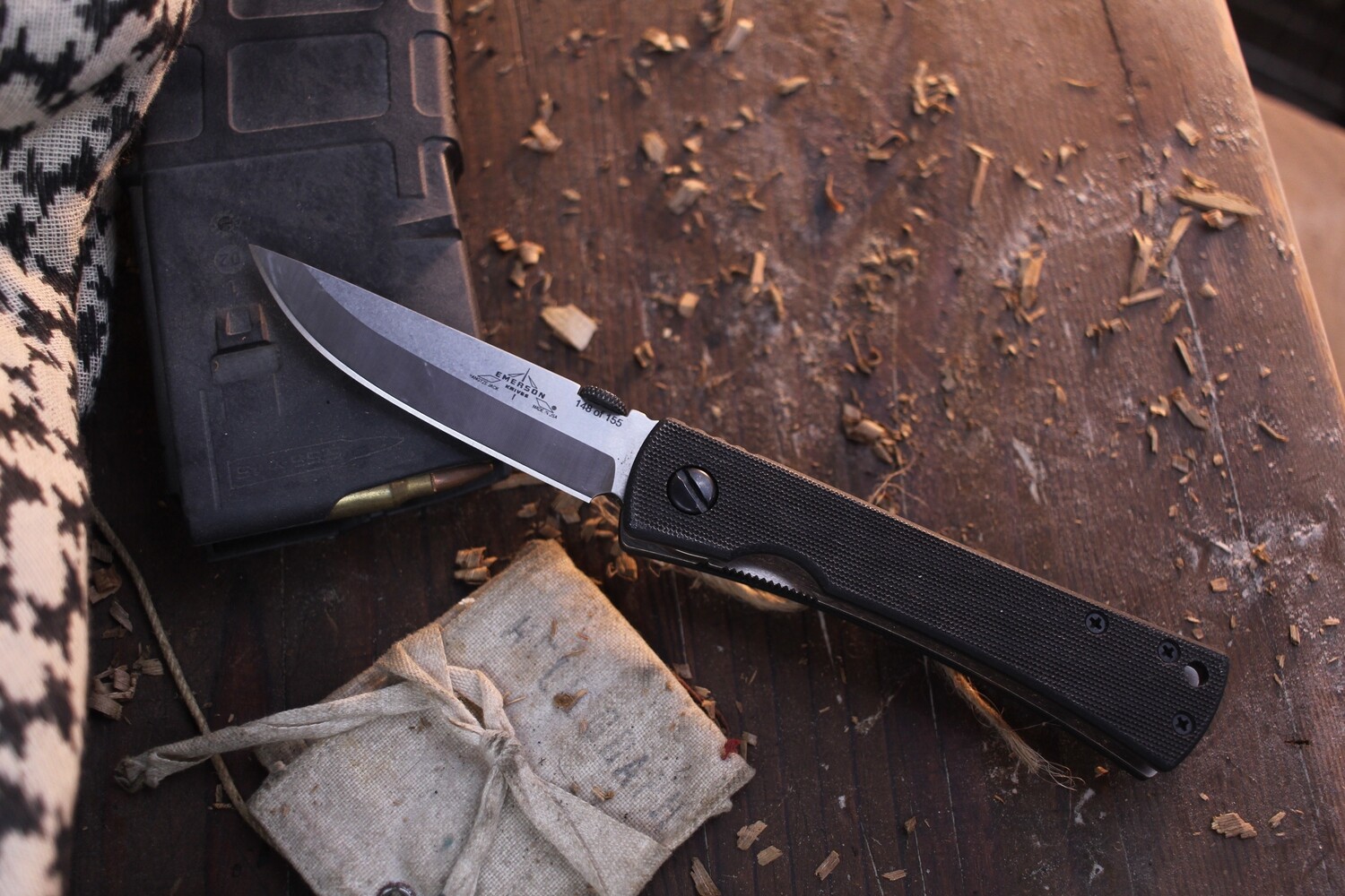 Emerson Yangtze Jack 3.3&quot; Folding Knife / Black G10 / Satin 154CM ( Pre Owned )