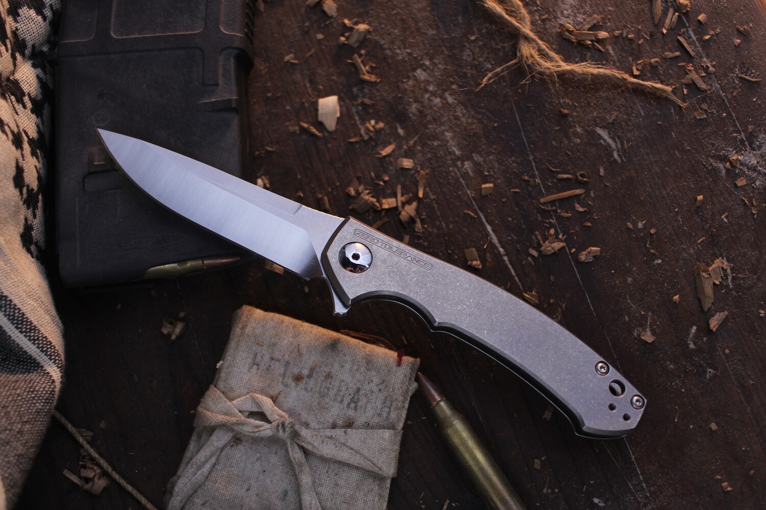 Zero Tolerance 0450 Sinkevich 3.25&quot;  Flipper Titanium Knife / Satin ( Pre Owned )