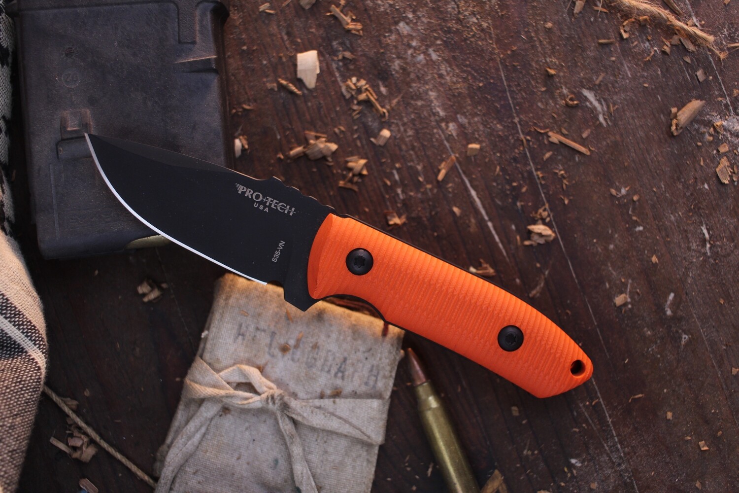 Pro-Tech SBR 2.9&quot; Fixed Blade / Orange 3D G10 / Black S35VN ( Pre Owned )