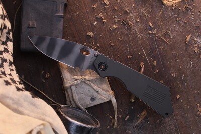 Strider Knives USN XII SMF 3.875&quot; Framelock Folder / Betsy Ross Green Aluminum &amp; Flamed Ti / Tiger Stripe CPM154 ( Pre Owned )