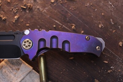 Medford Knife &amp; Tool (MKT) Micro T 2.875” Framelock Folder / Violet Titanium &amp; Bronzed Hardware / Black PVD S35VN ( Pre Owned )