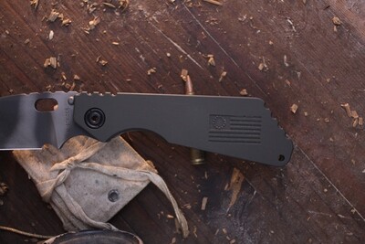 Strider Knives USN XII SMF 3.875" Framelock Folder / Betsy Ross Green Aluminum &amp; Flamed Ti / Tiger Stripe CPM154 ( Pre Owned )