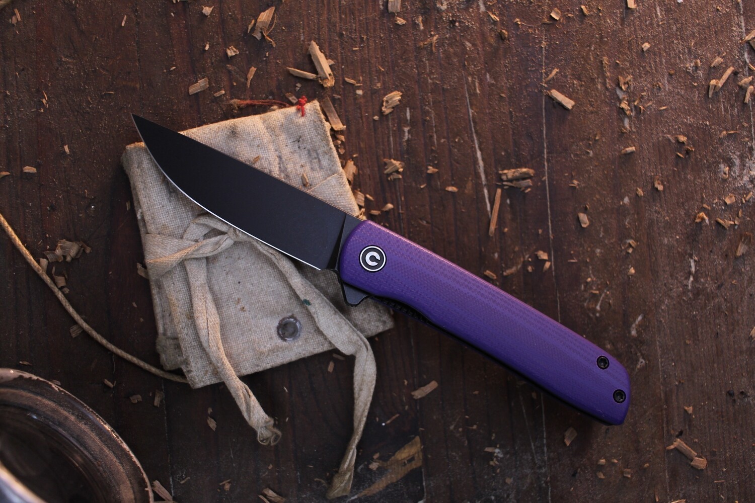 CIVIVI Brad Zinker Bo 2.9&quot; Linerlock Flipper / Purple G-10 / Blackwashed Nitro-V