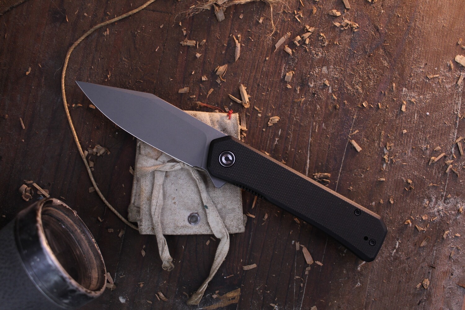 CIVIVI Relic 3.5&quot; Multitool &amp; Linerlock Flipper / Black G-10 / Stonewashed Nitro-V