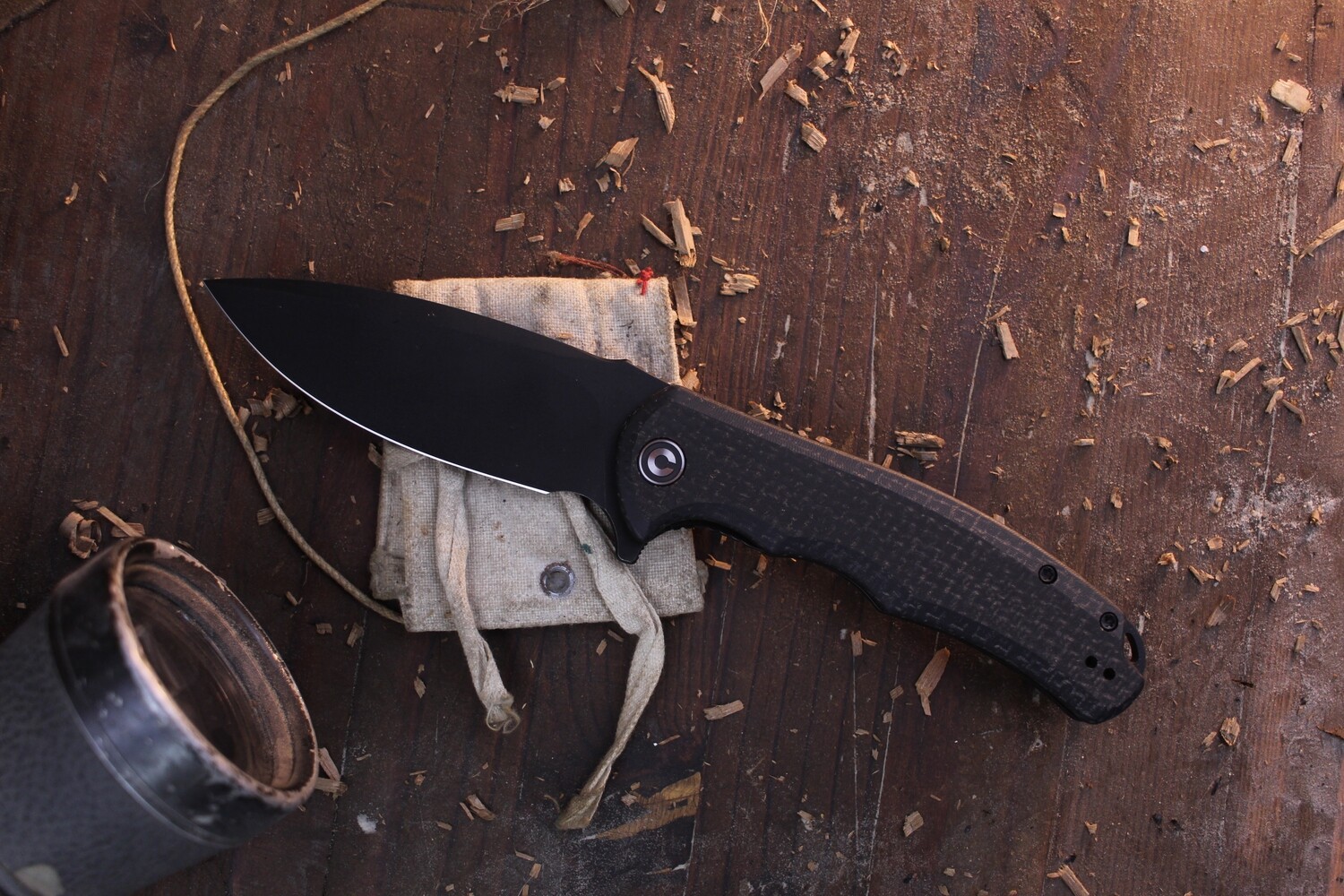 CIVIVI Praxis 3.75&quot; Linerlock Flipper / Coarse Black Micarta / Black Stainless