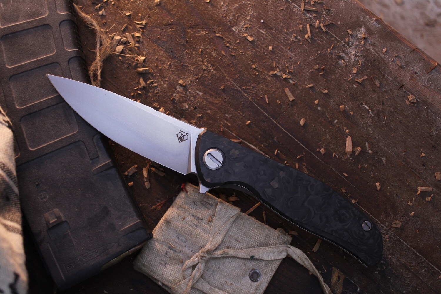 Shirogorov Hati Gen 3 3.75&quot; Folding Knife / Carbon Fiber &amp; Titanium / Satin M390 ( Pre Owned )