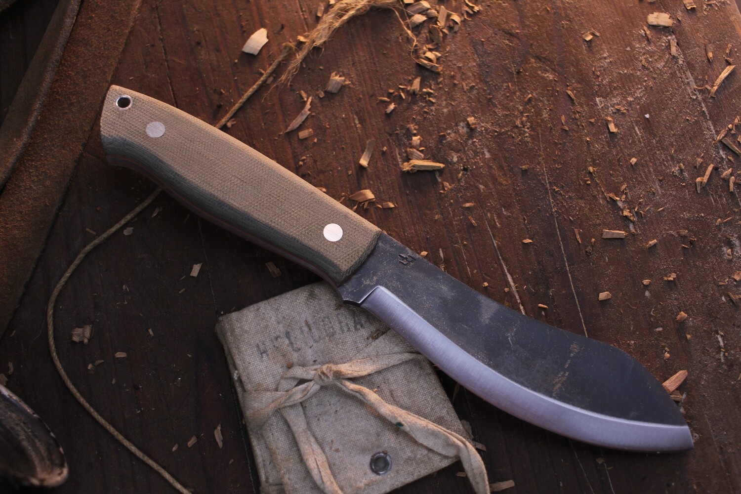 Brisa EnZO Nessmuk 125 4.92” Fixed Blade / Green Micarta / Forge Finish Scandi Ground 80CrV2