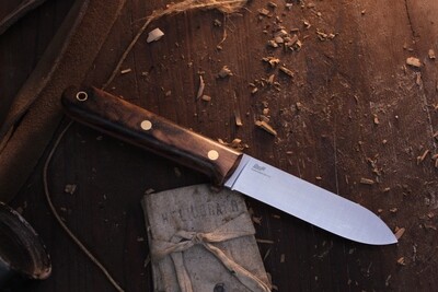 Brisa EnZO Kephart 115 4.53&quot; Fixed Blade / Walnut / Satin Full Flat Ground 80CrV2