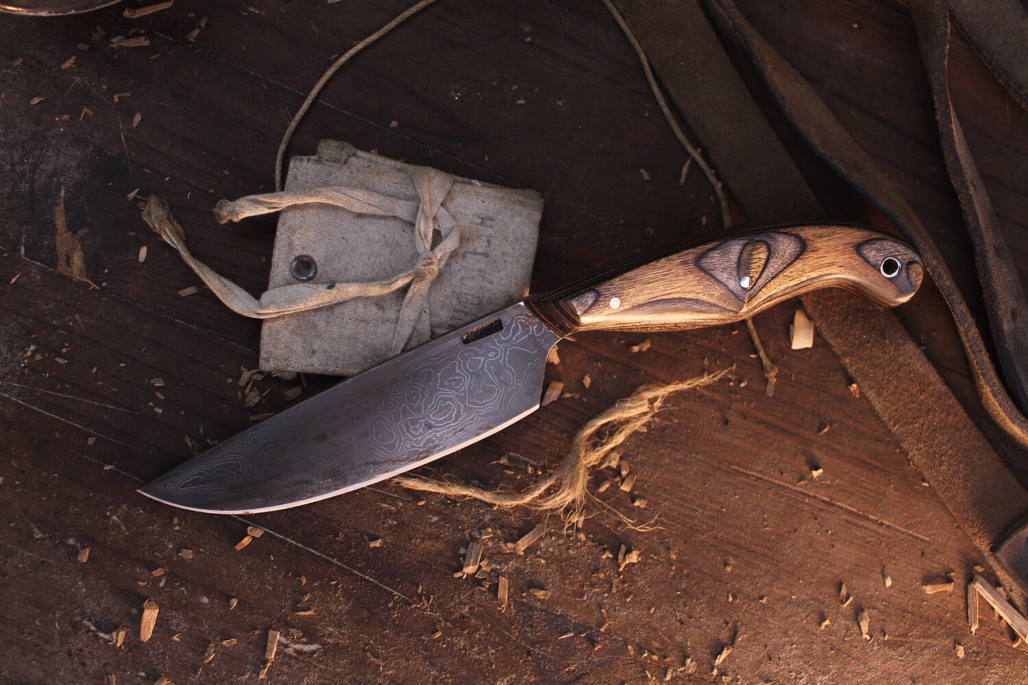 Mark Couch 4.75” Drop Point Hunter / Dymondwood / Alaskan Forged Damascus