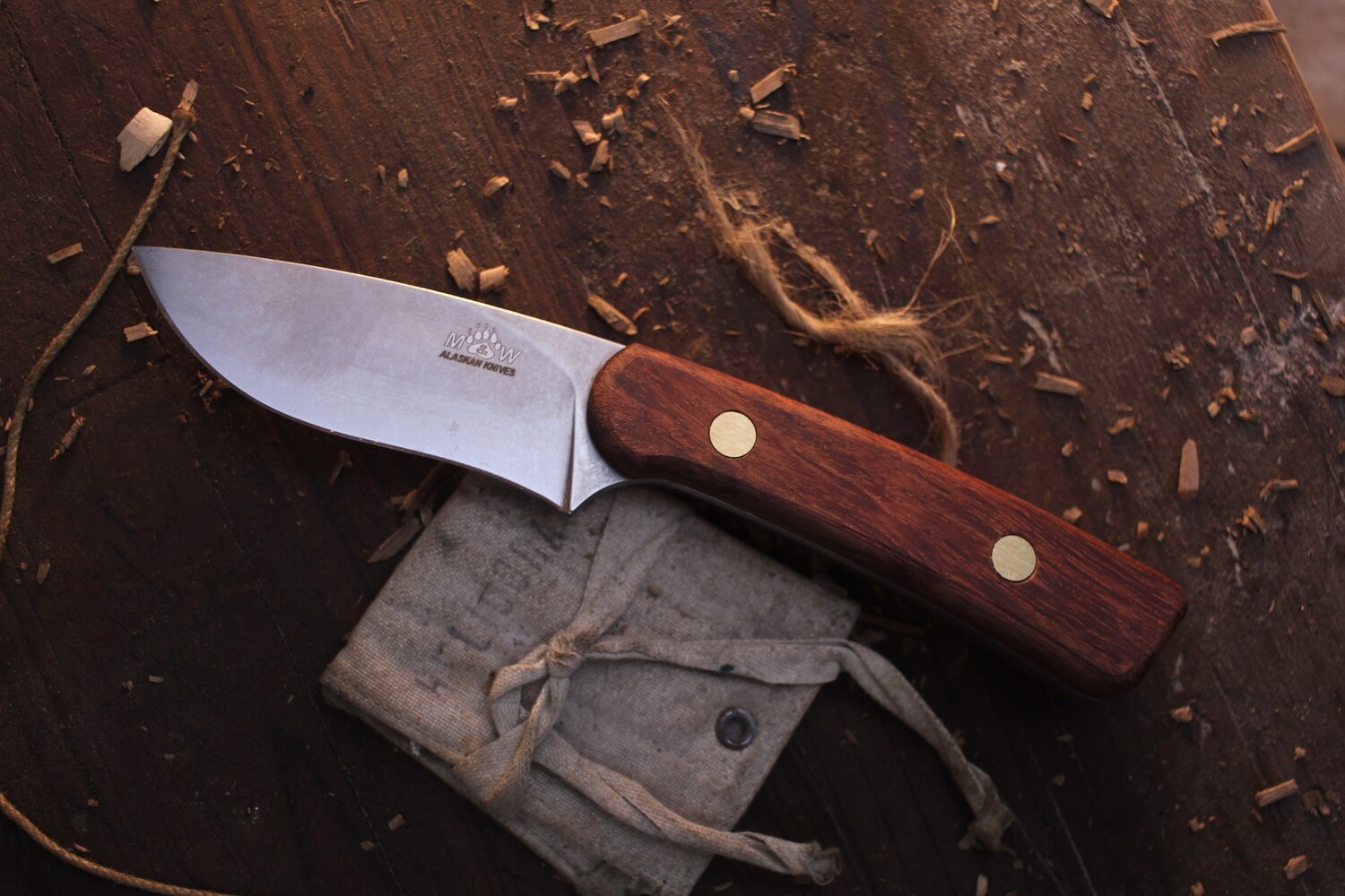 M&amp;W Alaskan 12 Mile Summit 3.5” Fixed Blade Hunter / Stabilized Cocobolo / Stonewashed S30V