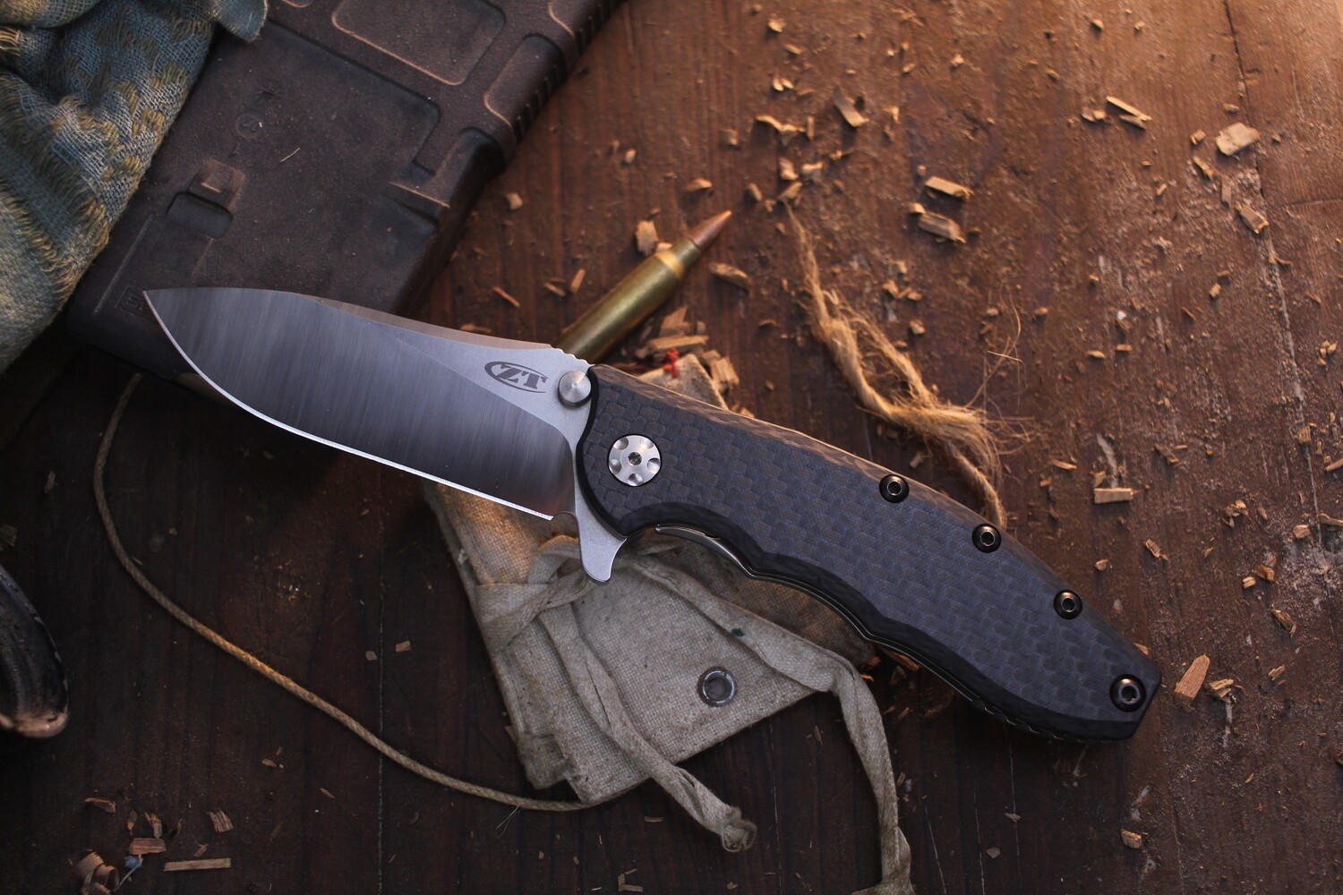 Zero Tolerance 0562 Hinderer 3.5&quot; Flipper Knife / Black Carbon Fiber / Polished M390 (Pre-Owned)