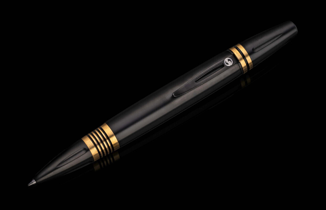 William Henry Studio Caribe 11 5.12&quot; Executive Twist Pen / Black Anodized Titanium &amp; Brass Spacers