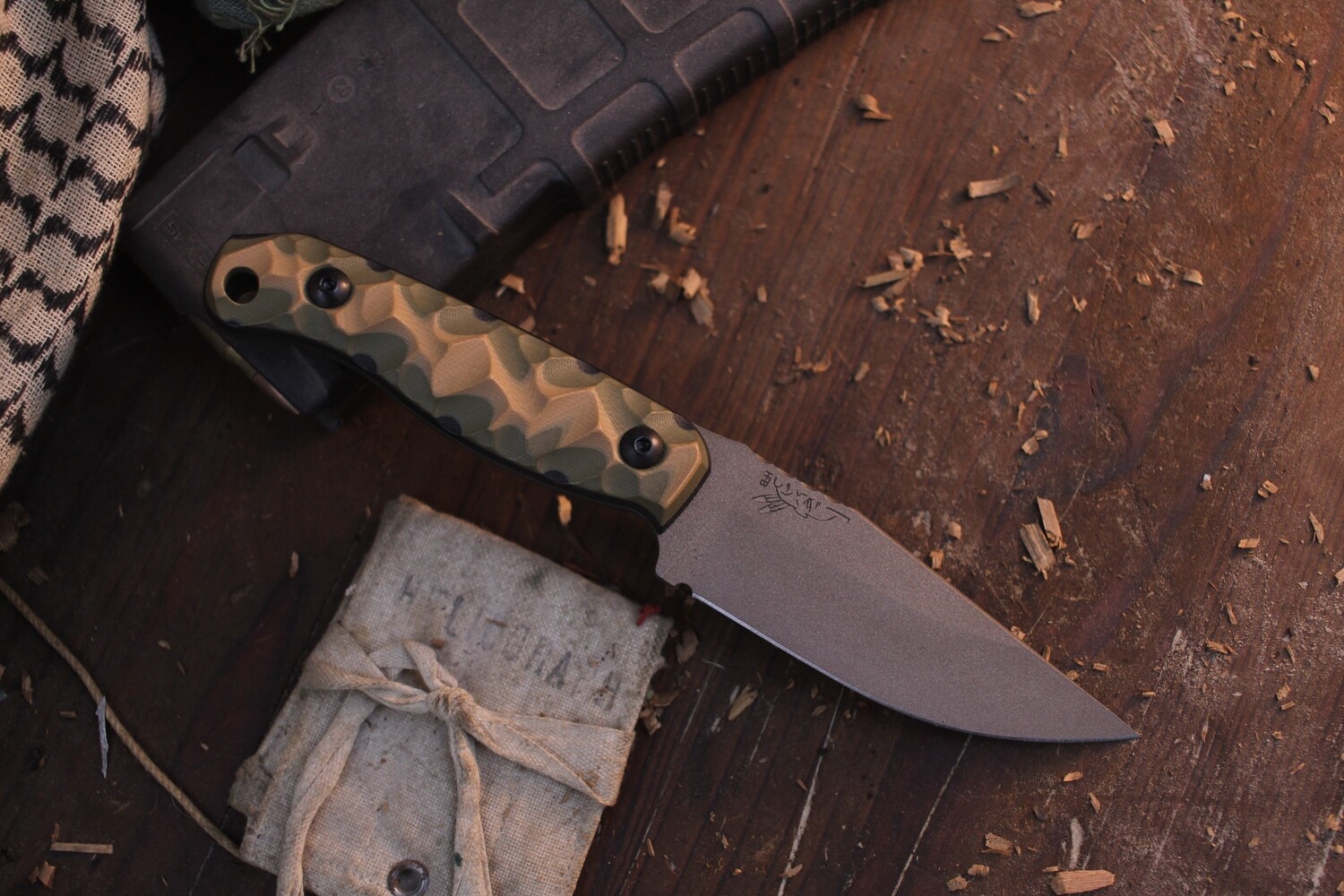 Half Face Blade Featherlight 3.35” Fixed Blade / Multi Cam G-10 / Smoked Bronze Cerakote S35VN