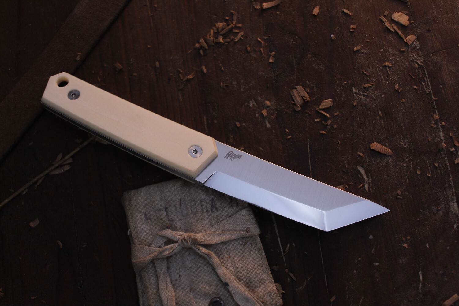 Brisa EnZO Kwaiken 90 3.54&quot; Fixed Blade / Ivory Micarta / Satin M390