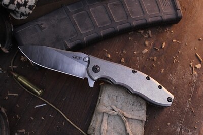 Zero Tolerance 0562TI Hinderer 3.5" Flipper Knife / Titanium / Satin 20CV ( Pre Owned )