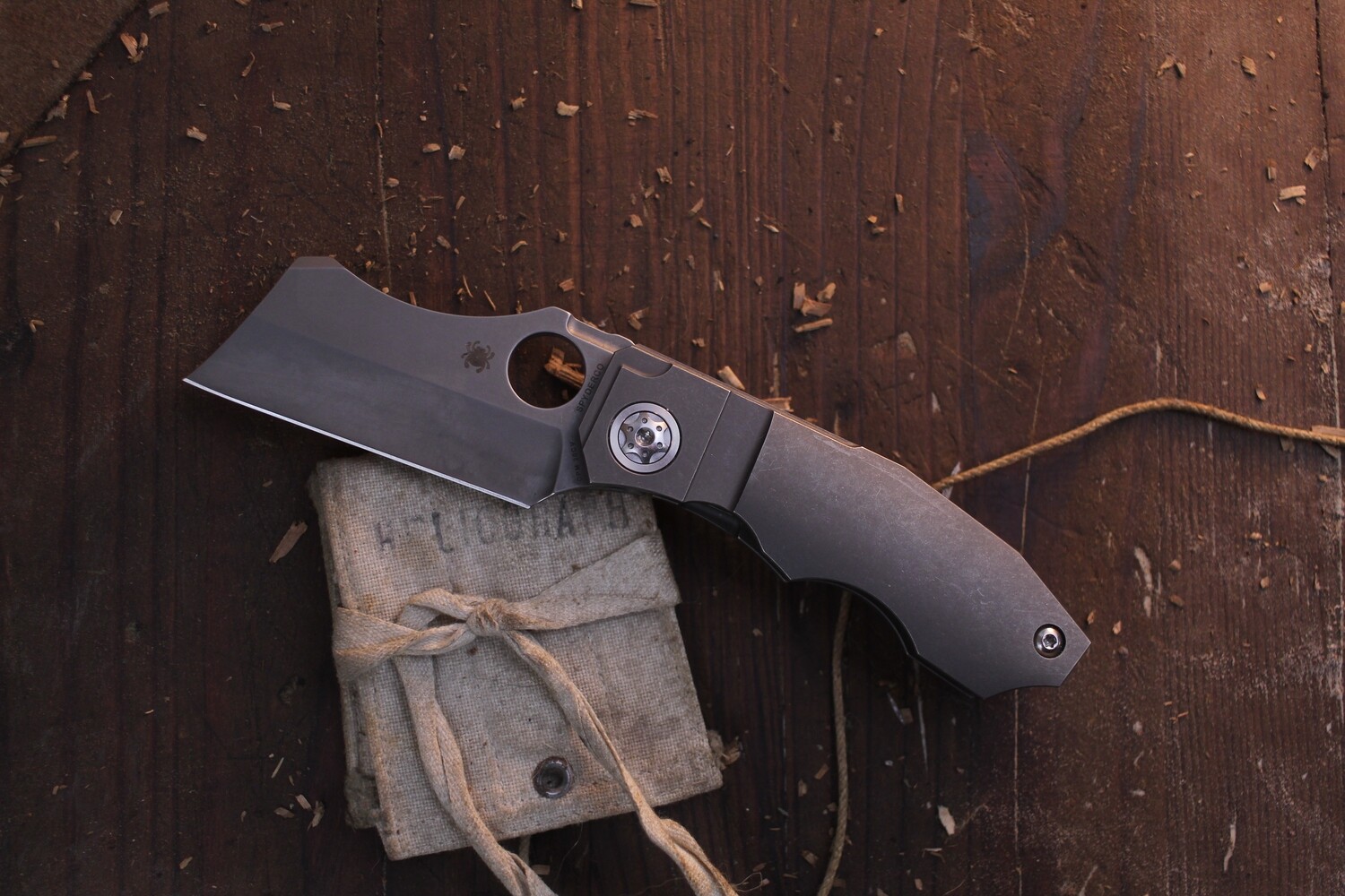 Spyderco Stovepipe 2.8&quot; Framelock Folder / DARK Titanium / Stonewashed 20CV Cleaver ( Pe Owned )