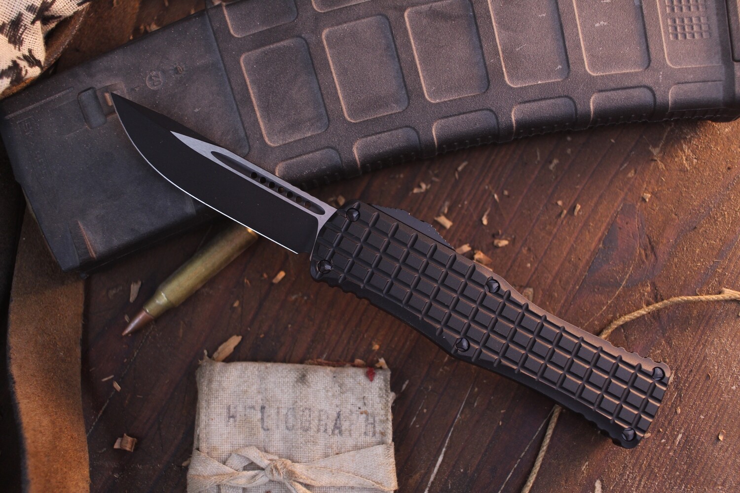 Microtech Hera S/E 3&quot; OTF Auto / Tactical Black Frag Aluminum / Black