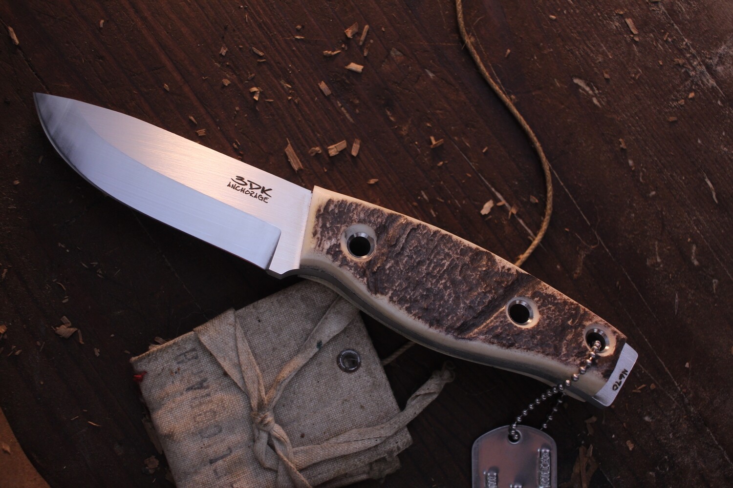 3DK Fuukko 3.75&quot; Fixed Scandi, N690 Blade / Moose Scales