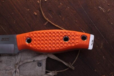 3DK Fuukko 3.75" Fixed Scandi, N690 Blade / DTA Textured Orange G-10
