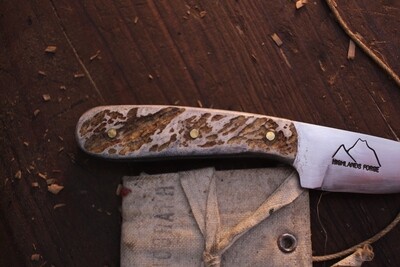Highlands Forge 2" Fixed Blade Micro Hunter / Caribou Antler / Satin Forged 1095