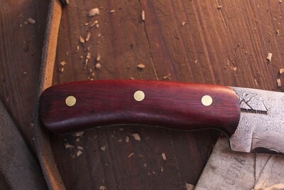 Highlands Forge Camp Knife 4" Fixed Blade / Purple Heartwood / Alaskan Forged Damascus