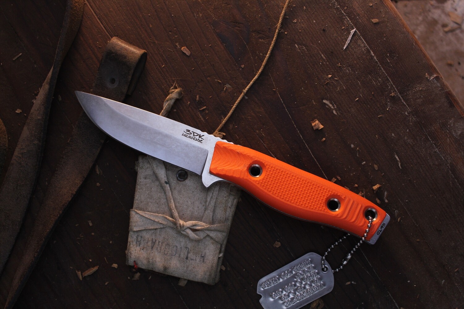 3DK MAK 4&quot; Fixed Drop Point, N690 Blade / Orange G10 handle ( Pre Owned )