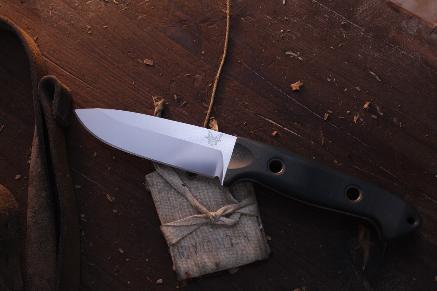 Benchmade Bushcrafter 4.43&quot; Sibert Fixed Blade Knife / Green G10 / Satin / Casstrom Dangler ( Pre Owned )
