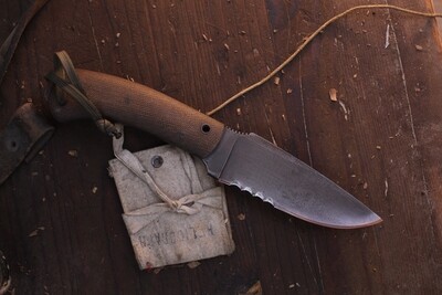 Winkler Knives Woodsman 4.25" Fixed Blade / Natural Micarta / Black 80CRV2 ( Pre Owned )