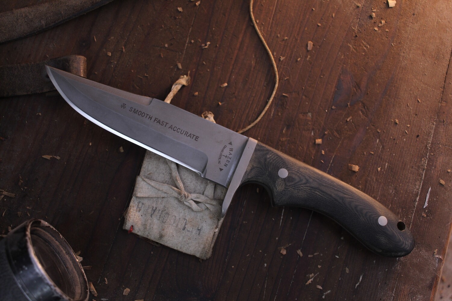 Mark Hazen Fighter 5.75&quot; Fixed Blade / Black Micarta / Bead Blasted 154CM ( Pre Owned )